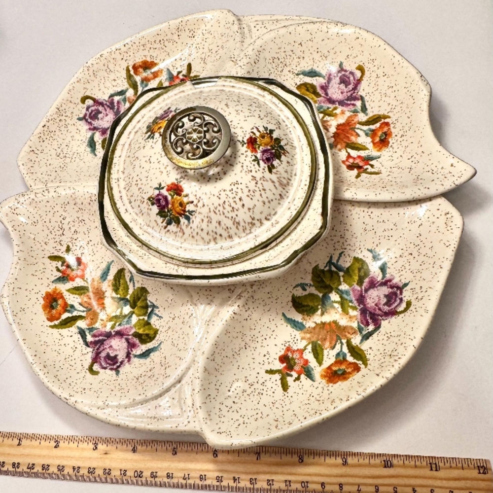 Floral Ceramic Divided Serving Dish